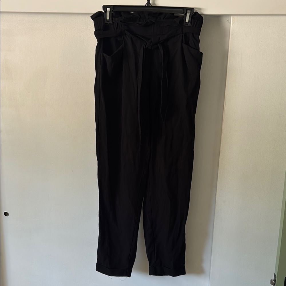 Black Paperbag Waist Pants
